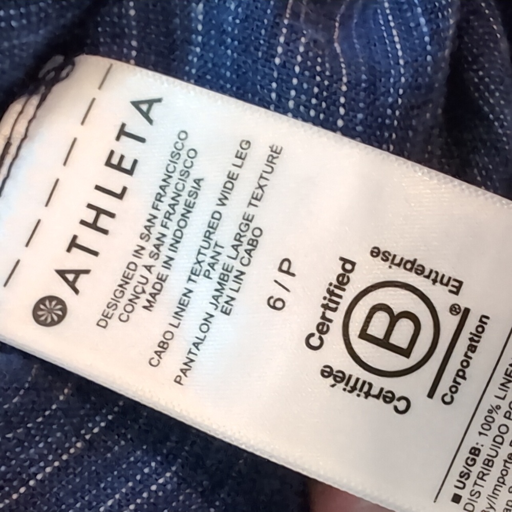 Athleta Navy Blue Wide-Leg Drawstring Track Pants - Picture 6 of 9